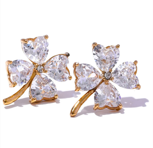 Zirconia flower stud Earrings