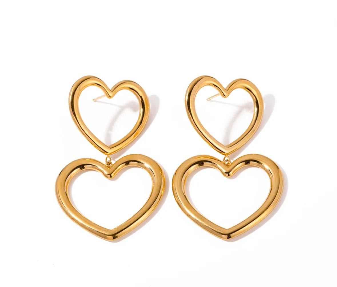 Hollow Double Heart Earrings