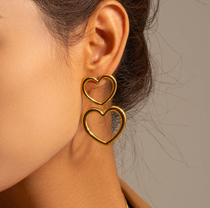 Hollow Double Heart Earrings