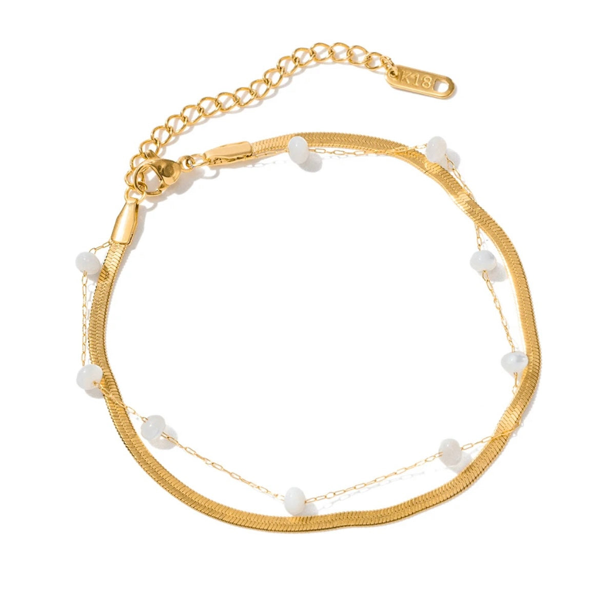 Shell pearl snake ankle bracelet