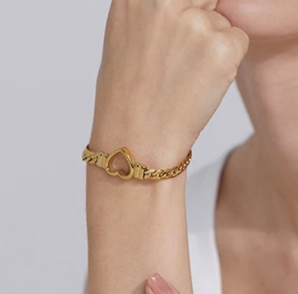 Love heart Cuban bracelet