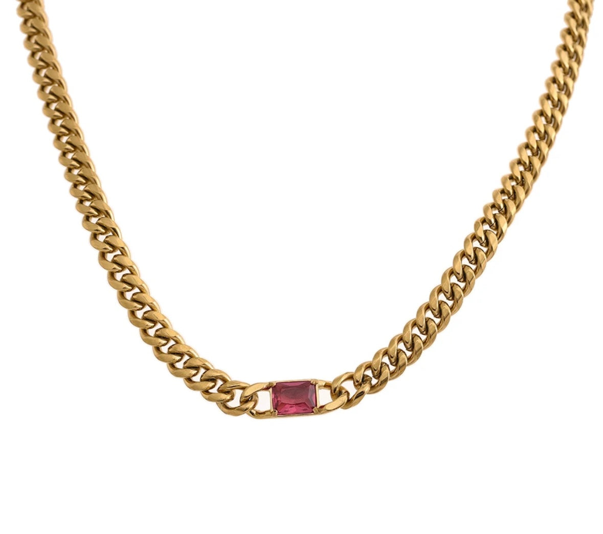 Polished link cubic zircon necklace and bracelet