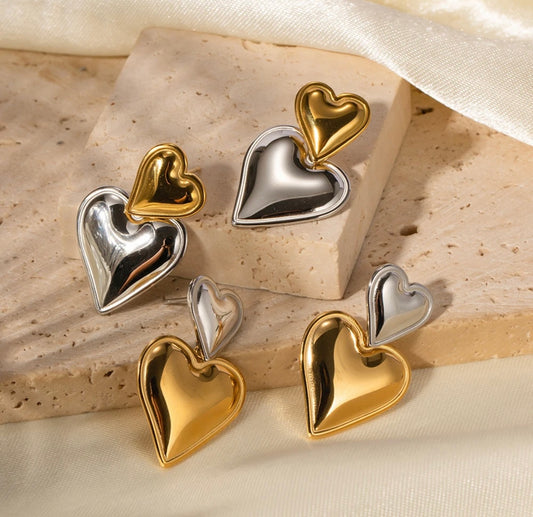 Double heart earring