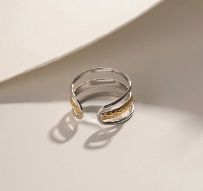 Hollow three layer open ring