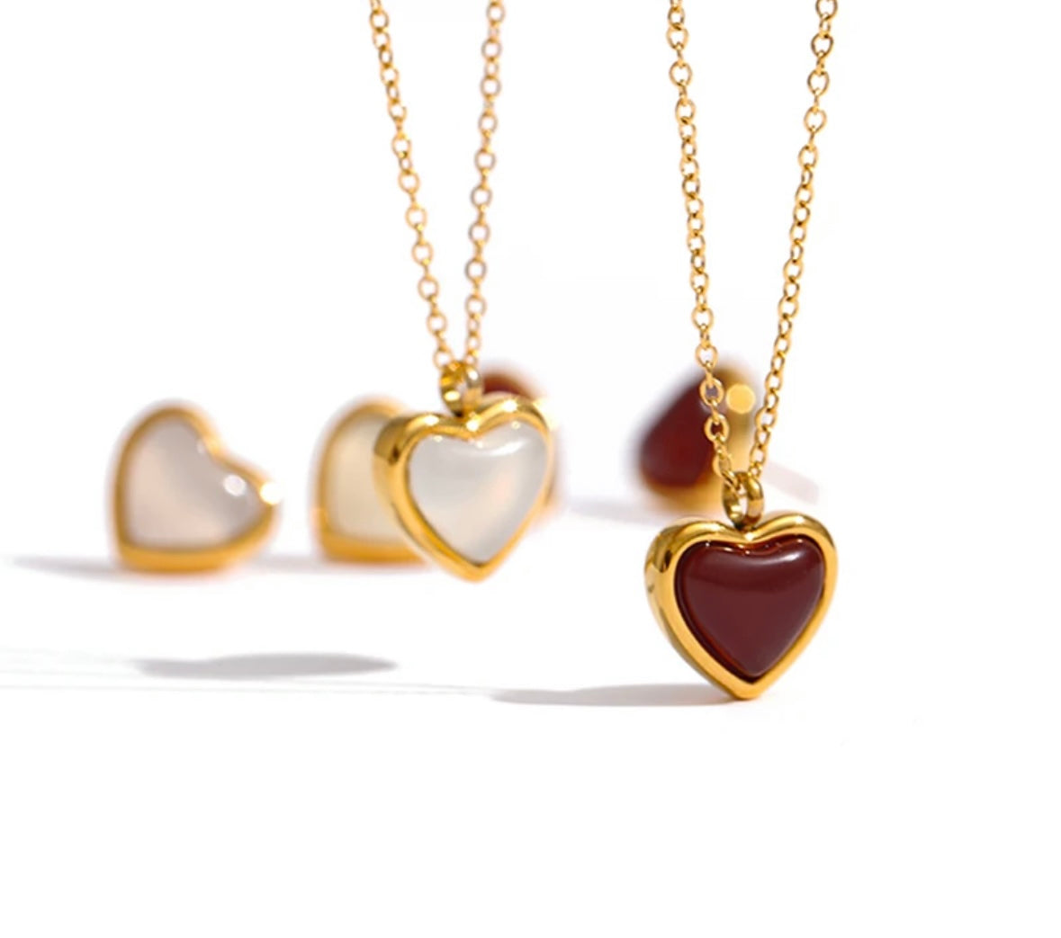 Romantic Heart Pendant and Earrings Sets