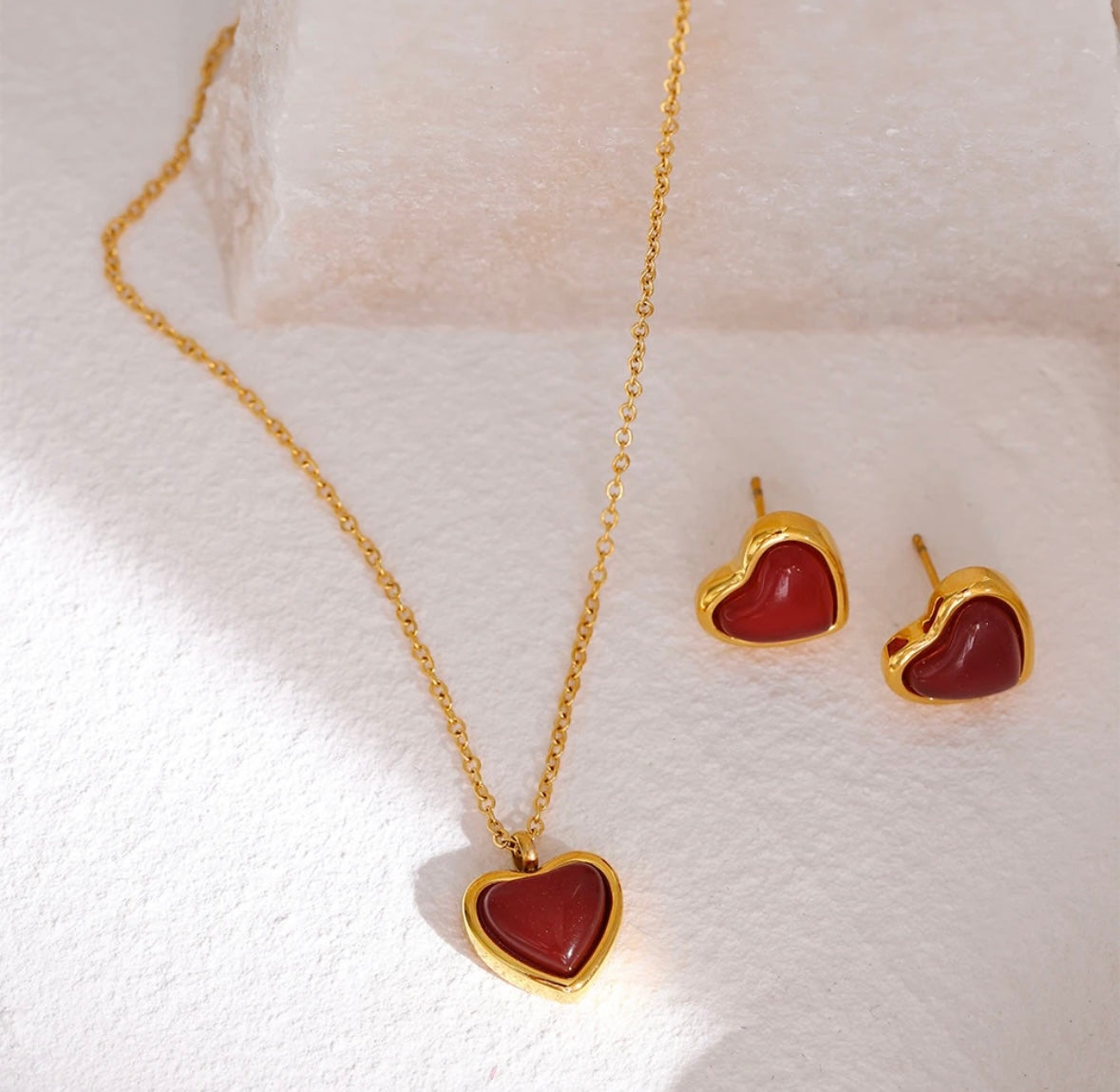 Romantic Heart Pendant and Earrings Sets