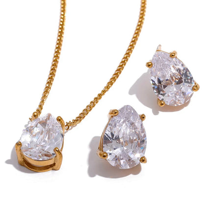 Delicate Cubic Zirconia Pendant and Earrings Set