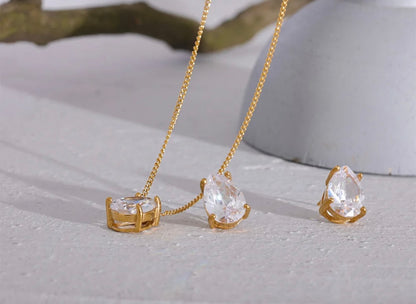 Delicate Cubic Zirconia Pendant and Earrings Set