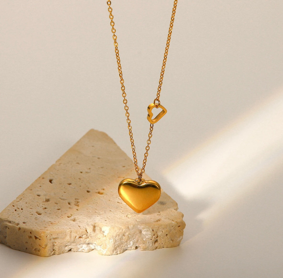 Double Heart Pendant Necklace